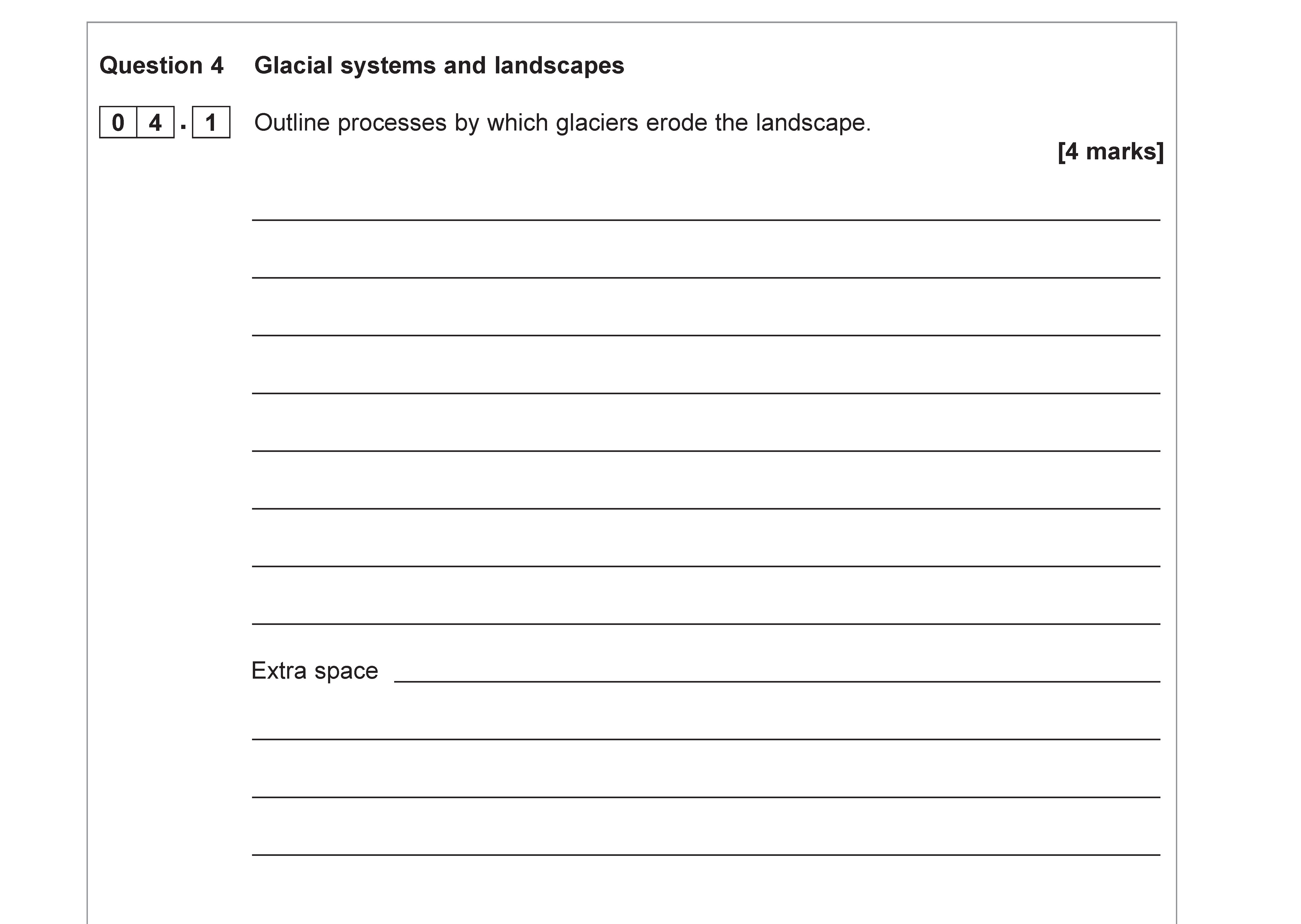 Outline-processes-by-which-glaciers-erode-the-landscape.-----AQA-A-Level Geography-Question 4-2021-Paper 1.png